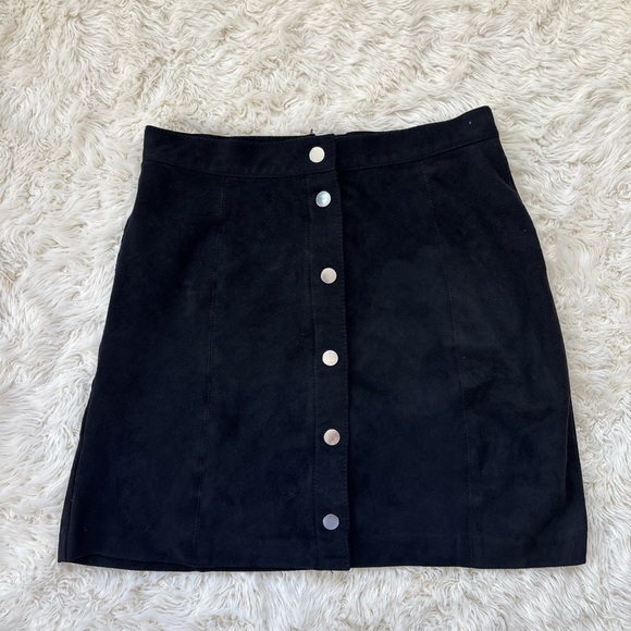 H&M Dresses & Skirts - H&M Black Suede Mini Skirt with Buttons